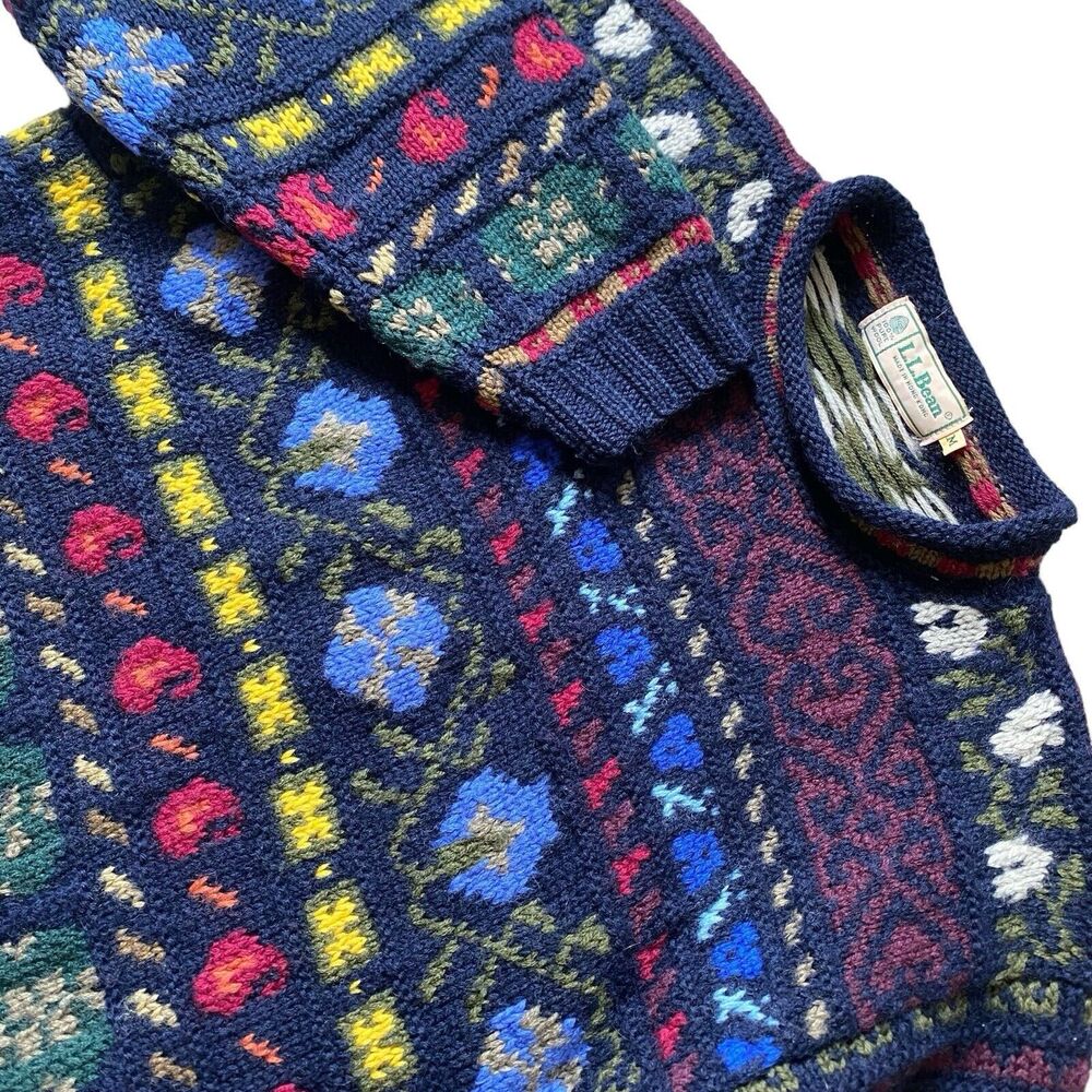 Vintage L.L. Bean Multicolor Crew Neck Sweater